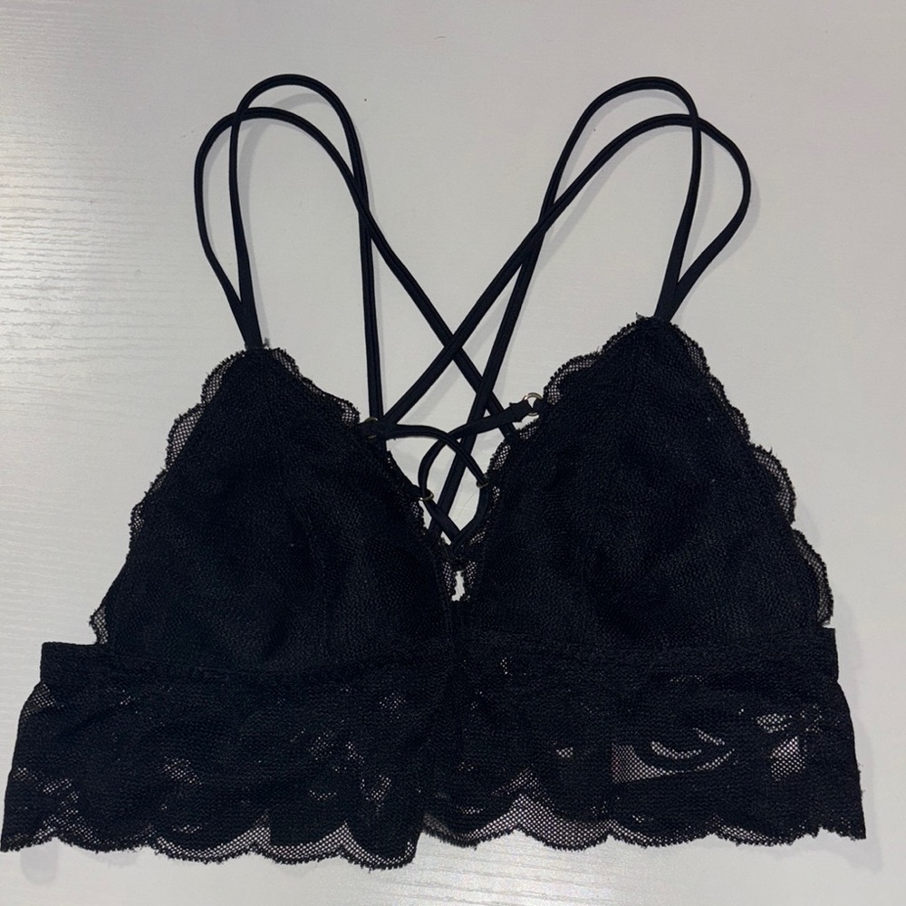 Victoria Secret Black Lace Bralette- Pink